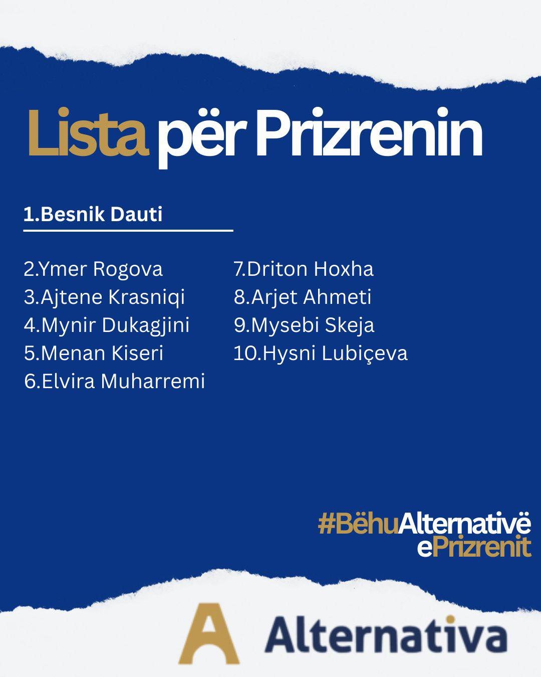 Alternativa me 10 kandidatë në Prizren për zgjedhjet e 12 tetorit